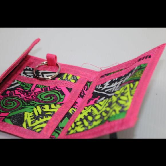 VINTAGE 80/90 YEARS FLUO GRAPHIC WALLET Pink kids retro - Picture 7 of 7